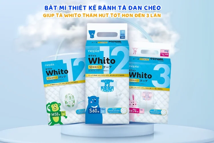 Bật mí thiết kế rãnh tã đan chéo giúp tã Whito thấm hút tốt hơn đến 3 lần